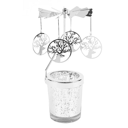 Rotary Candle Holder, Spinning Windmill Candlestick Carousel Candle Tea Light Holder with Romantic Candlestick Ornament for Wedding Party Christmas Home Decor