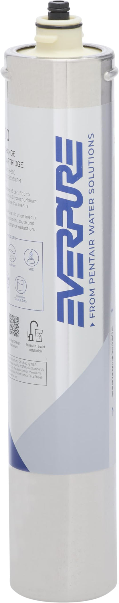 Pentair Everpure H-300 Quick-Change Filter Cartridge, EV927072, NSF Certified to Reduce Lead, For Use in Everpure H-300 Drinking Water Systems, 300 Gallon Capacity, 0.5 Micron