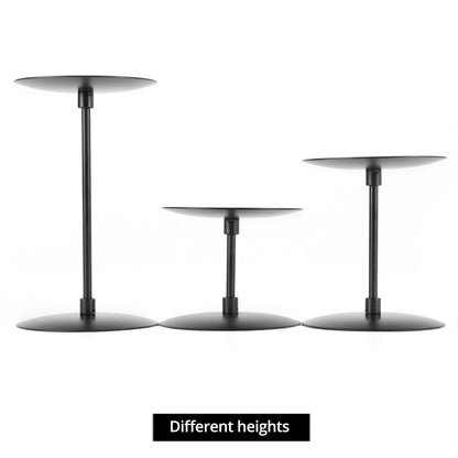 QWORK Elegant Black 3 Pillar Candle Holders Stand, Sturdy Metal Wrought Iron Centerpieces with Matte Finish, 2 Set