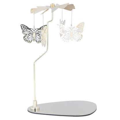 Candle Holder, Rotating Candle Holder, Round Plate Romantic European Stainless Steel Aromatherapy Candle Holder, Candlestick Holders Golden Butterfly (No Candle Cup)