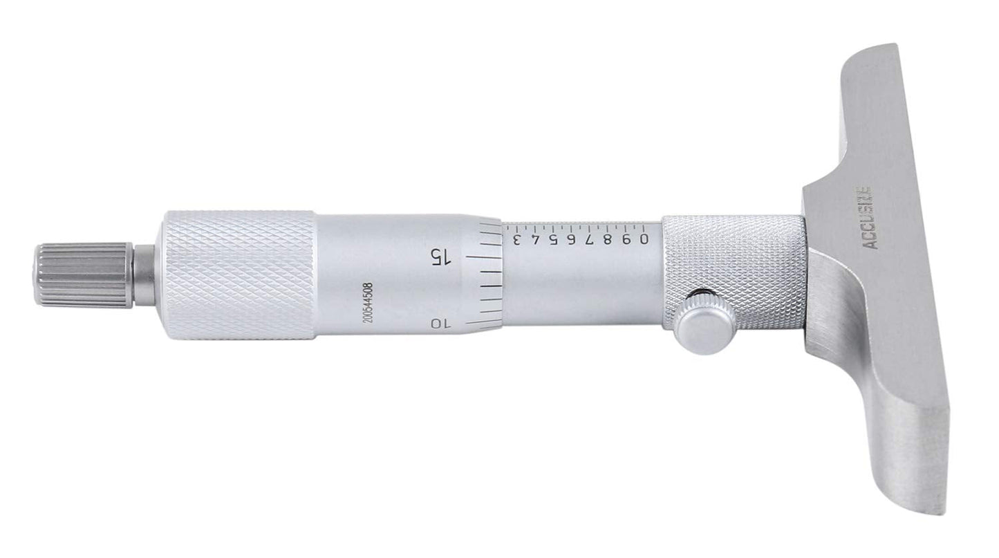Accusize Industrial Tools 0-6'' by 4'' Base Depth Micrometer, 0.001'' Resolution, 6 Rods, 2025-4201