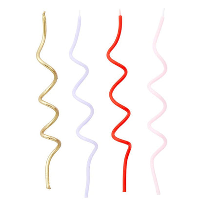 Slant Collections 16-Count Birthday Candles Colorful Cake Candle Pack, 5.5" Tall, Mod Party Spiral