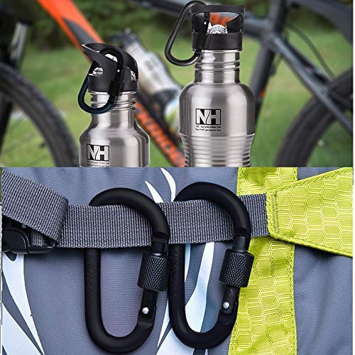 Locking Carabiner Clip, Vonpri 3 Inch D Ring Clips Spring Snap Key Chain Hook Screw Gate Aluminum Carabiners for Outdoor Travel Camping Fishing Hiking Backpack (Black 8pcs)
