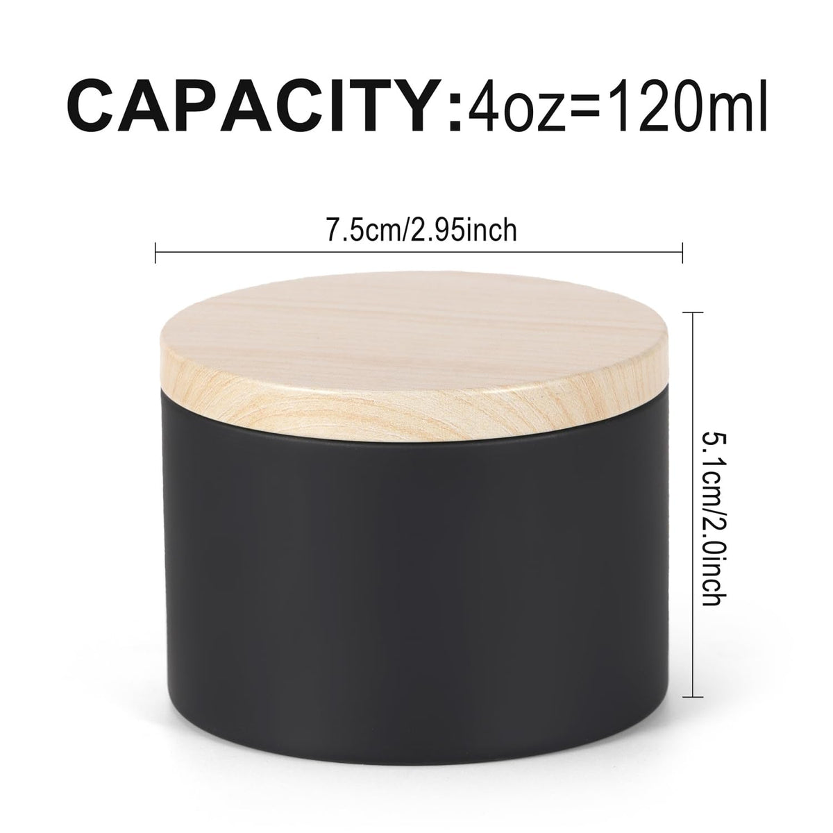 SONVIIBOX 24 PCS 4oz Candle Tins, Black tins with Wood-Grain Metal lids,Candle Jars for Making Candles Bulk,4 oz Candle Jars,Tin Jars for Candle Making (4OZ, Black)