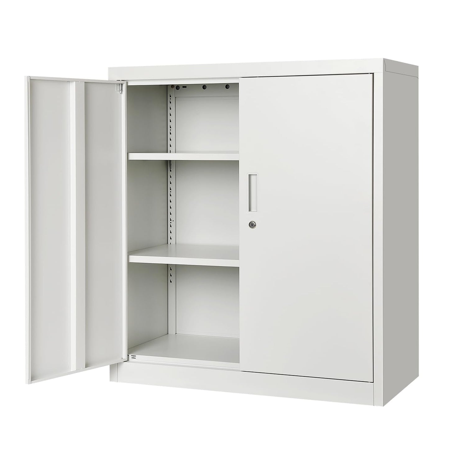 MilleLoom Metal Storage Locker, 36" Heavy Duty Garage Storage Cabinet with Locking Doors and Adjustable Shelves, Lockable Steel File Cabinet for Home Office White