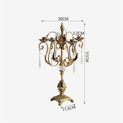 cfycfy987 Candelabra Country Romantic Iron Crystal Candelabra Candlestick Ornaments Home Fashion Candle Holder Decoration Candle Sticks Holder