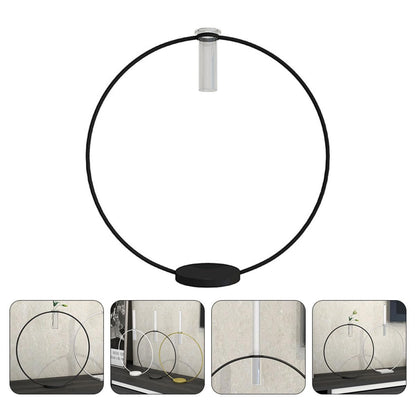 HINTRMENT Metal Round Candleholder Stand 9x28x29cm Black Base Decorative Candlestick Ornament for Flower Arrangement and Home Décor