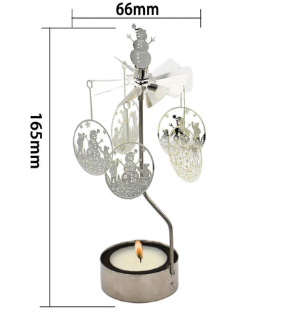 Rotary Candle Holder Spinning Candleholder Metal Small Gift (Snowman)