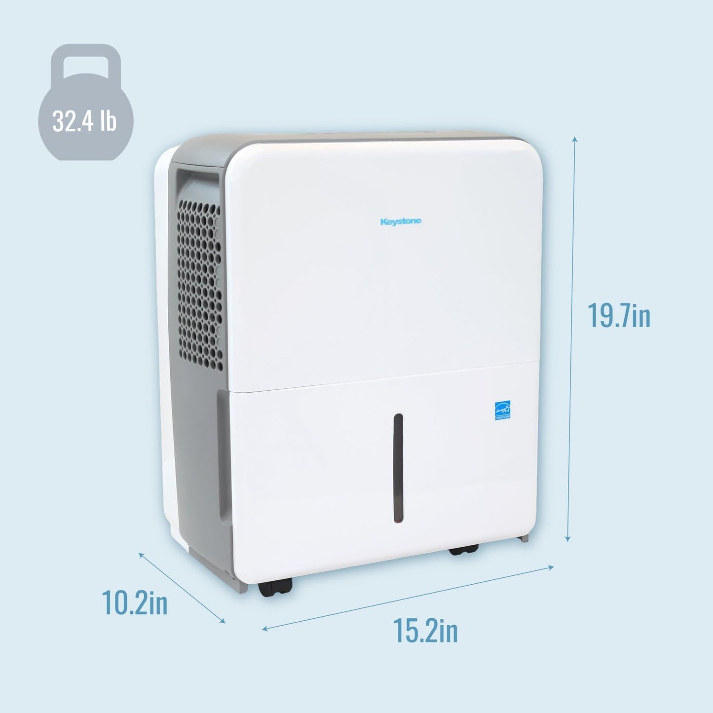 Keystone Energy Star 22-Pint Portable Dehumidifier for Large Rooms up to 1,500 Sq.Ft. with Auto-Shutoff & Timer, Quiet and Moisture Absorber For Basement, Garage, Living Room