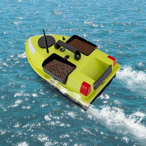 Fishing Bait Boat with LED Lights 5200mAh Battery &amp Carry Bag 2 Batteries Included RC Fishing Boat for Lake Fishing Fish Feeding &amp Night Fishing Green