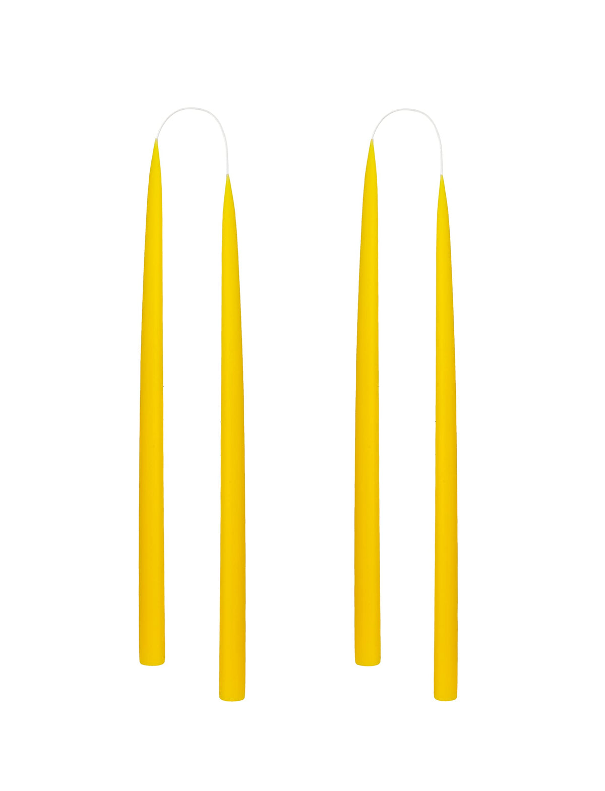 Kunstindustrien® Taper Candles – Set of 4, 13.8" – Made in Denmark, Long Burning Candles 15h, Unscented & Smokeless Candlesticks – Elegant Tall Candles for Weddings Dinners & Home Decor (Lemon Yellow)
