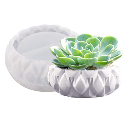 Round Plaster Flower Pot Silicone Mold Succulent Planter Vase Cactus Concrete Mold Epoxy Resin Candle Jar Storage Box Cement Clay Mould