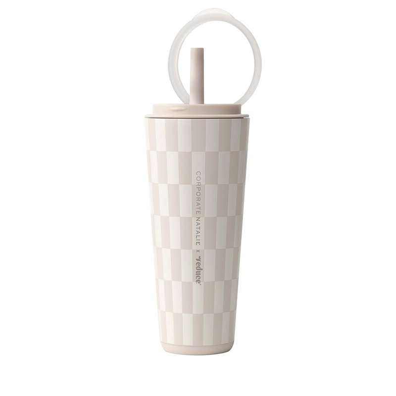 REDUCE Halo 32 oz Stainless Steel Vacuum Insulated Tumbler - Spill Proof Travel Mug with Flip Handle Lid - Keeps Drinks Cold for 32 Hrs - Dishwasher Safe - Cupholder Friendly - Feeling Neutral
