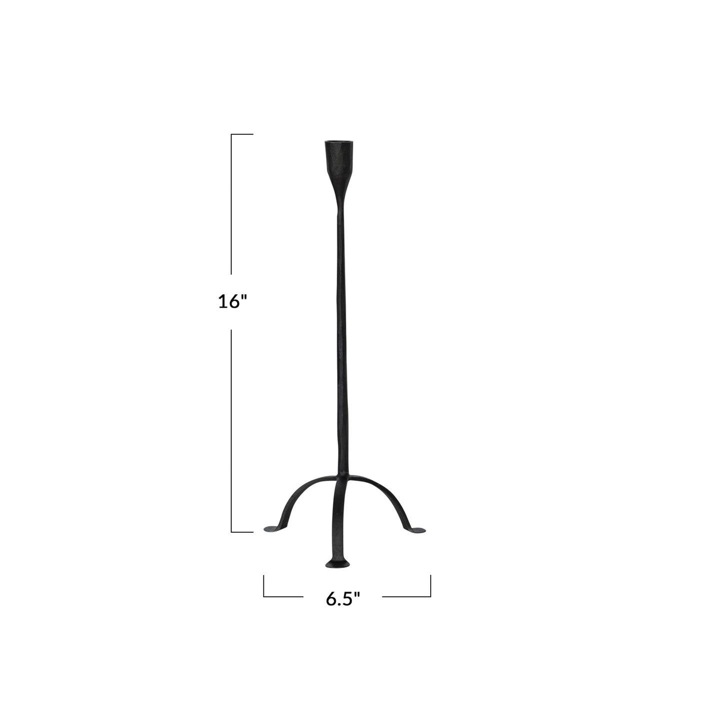 Creative Co-Op 16" H Hand-Forged Cast Metal Footed Taper Holder, Black