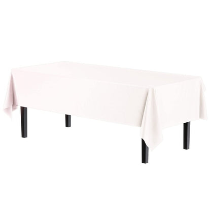 Exquisite Party Solids 6-Pack Premium Plastic Tablecloth 54in. x 108in. Rectangle Plastic Table Cover - White