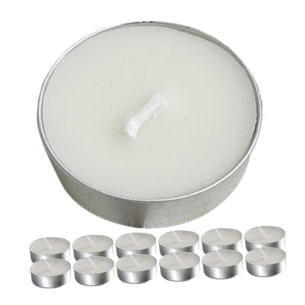 MINAOLULUS Tealight Candles White Unscented Round Wax Small Tea Lights 50pcs, Dripless Wedding and Home Decor Proposal Lighting, Long Burn Time