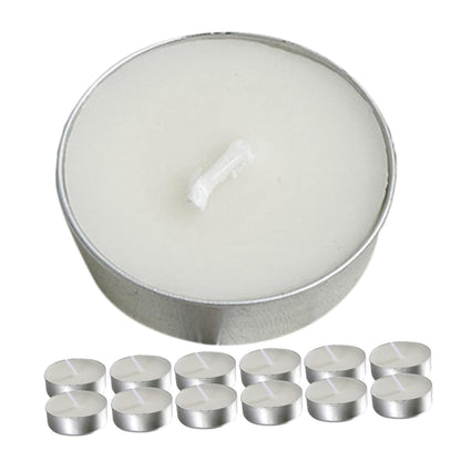 MINAOLULUS Tealight Candles White Unscented Round Wax Small Tea Lights 50pcs, Dripless Wedding and Home Decor Proposal Lighting, Long Burn Time