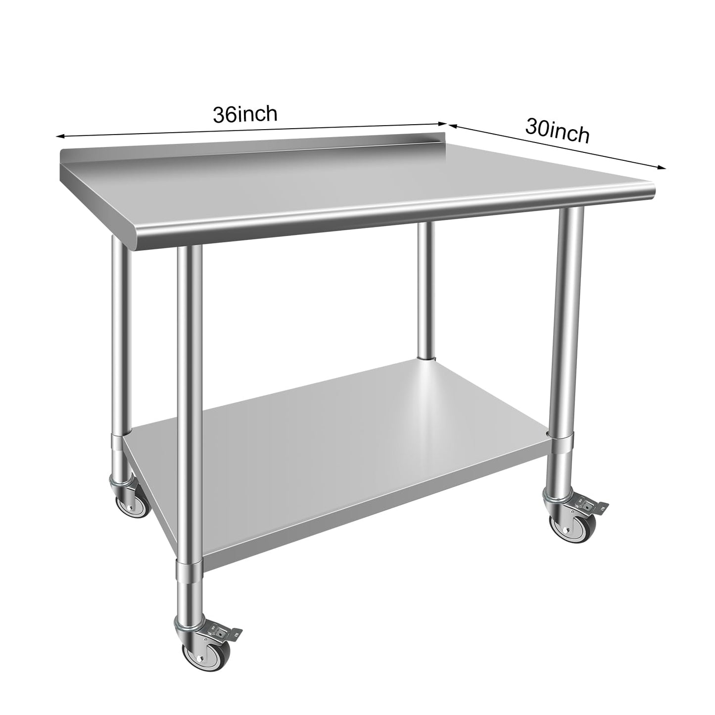 Faazy Stainless Steel Commercial Workbench - 30 x 36 Inch Metal Table Cart with Caster Wheel - NSF Certified - Heavy Duty for Restaurant, Kitchen, Garage