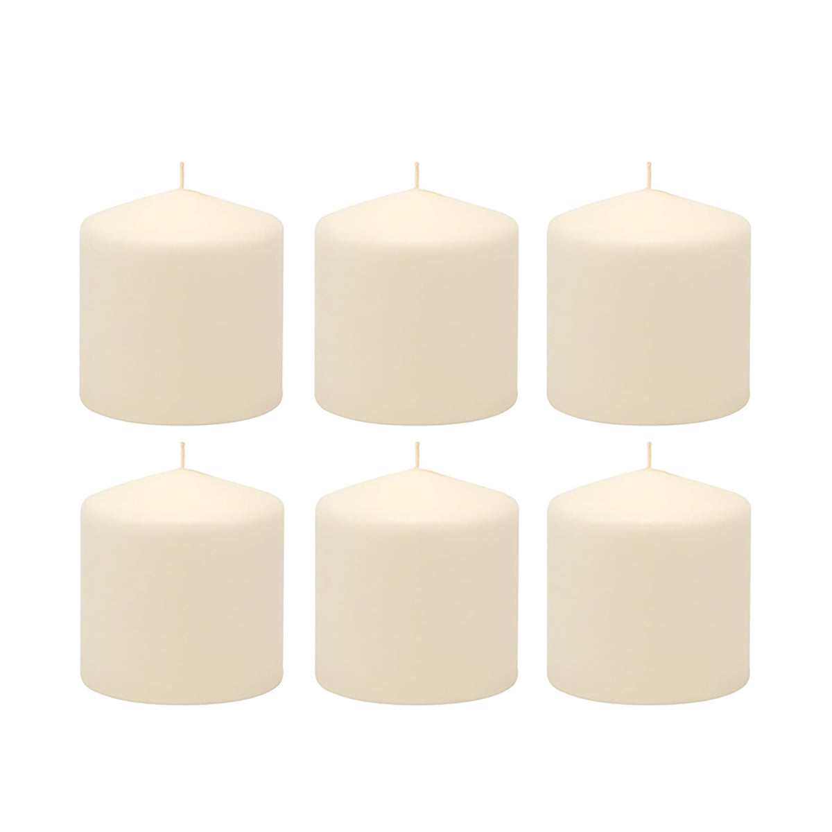 Stonebriar Unscented Pillar Candles – 18 Hour Burn Time, Long-Lasting Wax Candles for Weddings, Holidays, Home Décor & Special Events, Pack of 6, Ivory, 3" x 3"