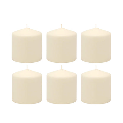 Stonebriar Unscented Pillar Candles – 18 Hour Burn Time, Long-Lasting Wax Candles for Weddings, Holidays, Home Décor & Special Events, Pack of 6, Ivory, 3" x 3"