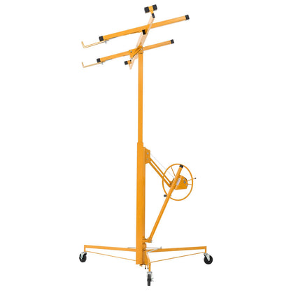 VEVOR 11ft Drywall Lift, Heavy-Duty 150 lbs Sheetrock Hoist with Adjustable Telescoping Arm, Lockable Wheels, Drywall Lifter Panel Jack Hoist Tools Ideal for Ceiling & Wall Installation (Yellow)