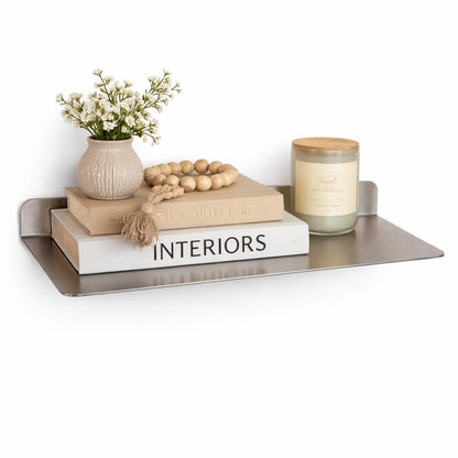 Stainless Steel Rectangular Wall Shelf 12" x 24", Floating Shelf for Bathroom Kitchen Storage, Holds up to 33 lb, Modern Minimalist Wall Decor, Rust Resistant Organizer