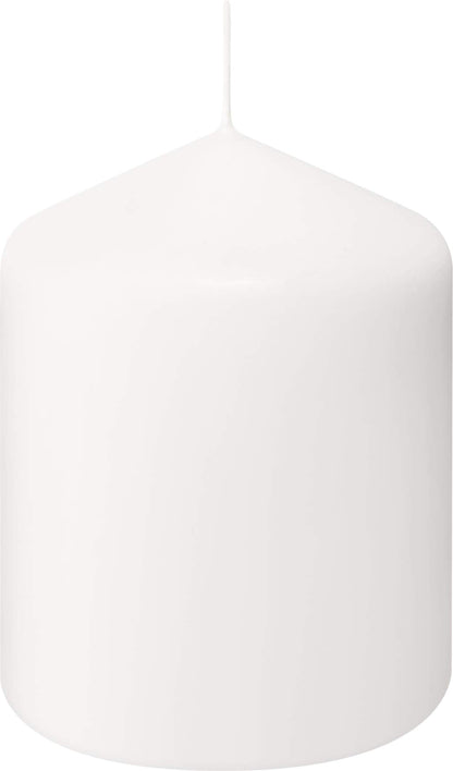 BOLSIUS 6 White Pillar Candles Bulk - 3x4 Inches Candle Set - 40+ Hours Clean Burning - No Palm Oil - 0% Animal Fat - Premium European Quality - Unscented Dripless Restaurant Pillars