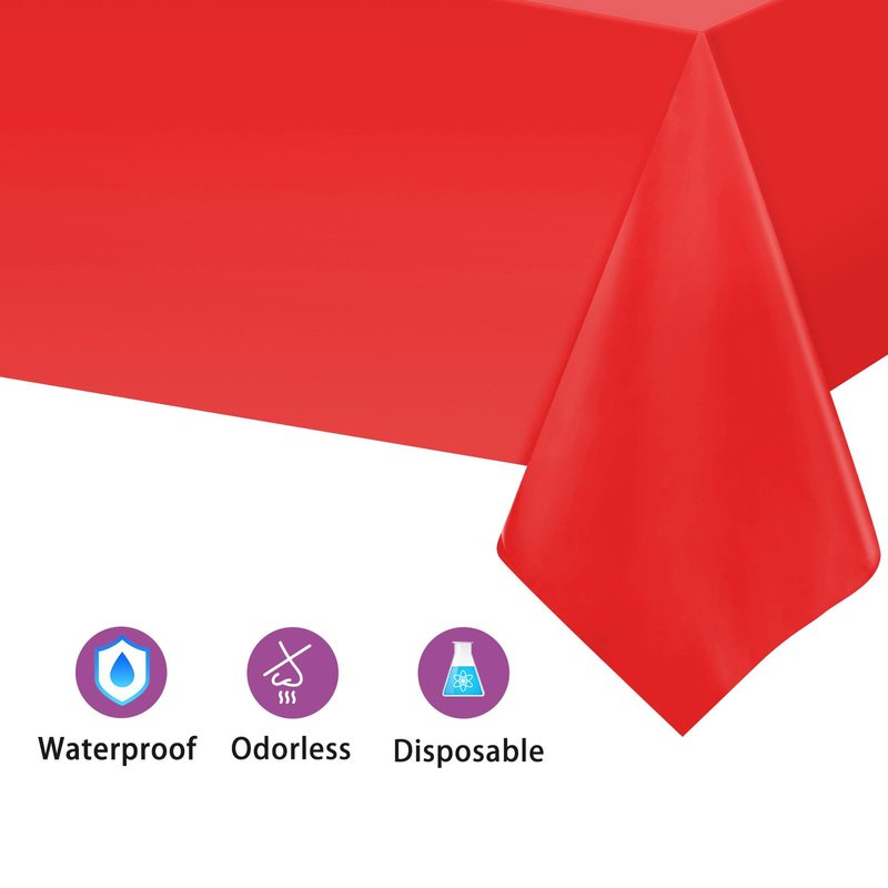 Kopokita 2PCS Red Plastic Tablecloths 54 x 108 Inch, Disposable Table Cloths Rectangle Party Table Covers