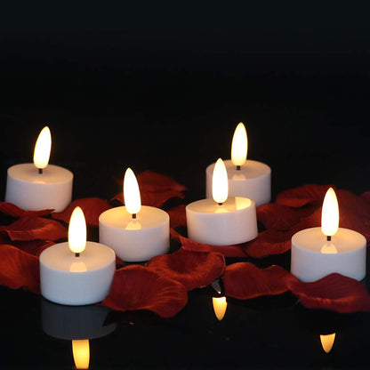 Wondise Valentines Decor Battery Operated Flameless Tea Lights with Timer, 6 Pack Realistic 3D Wick Votive Candles for Dating Wedding Decorations