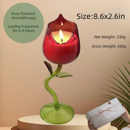 Birthday Candle for Women, Scented Candle, Rose Cocktail Glass Shaped, Rose Aromatherapy for Home Decorative, Gift for Valentine's Day, Mother's Day, Wedding, Party, Dinner, Birthday, Teachers' Day
