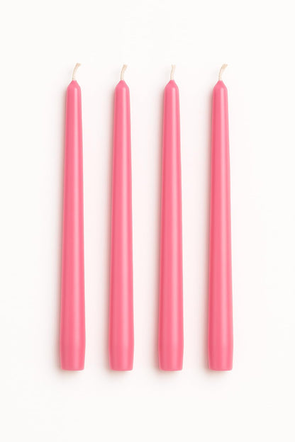 Dinil Pink Taper Candles - 10 Inch Unscented Dripless Smokeless Candlesticks Set of 4 | Perfect for Fall, Halloween, Thanksgiving, Dinner, Wedding and Party Decoration