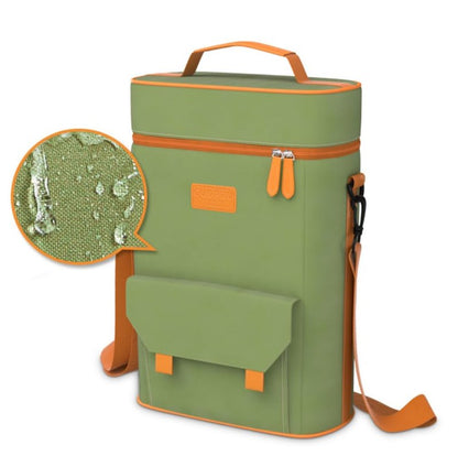 Cuopru Premium Yerba Mate Kit Carrier Tote Bag - Double Layer Waterproof 2 Wine Bottle Pockets Portable Bag for Travel, Picnic, Beach