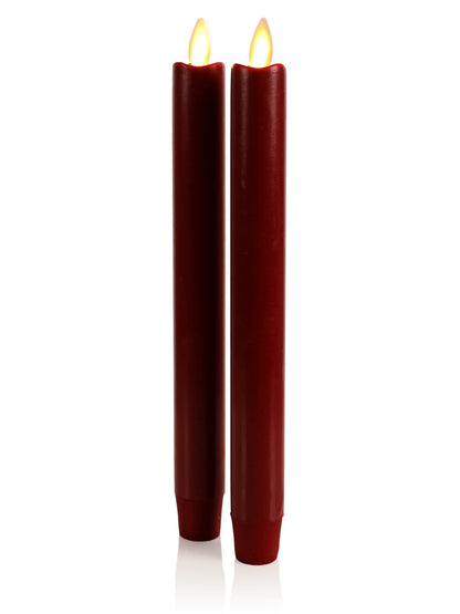 Luminara - Flameless Battery Operated Taper Candle - Red - Pack of 2-1x9.75 - LED Flickering Flame - Realistic Safe for Home Kids and Pets