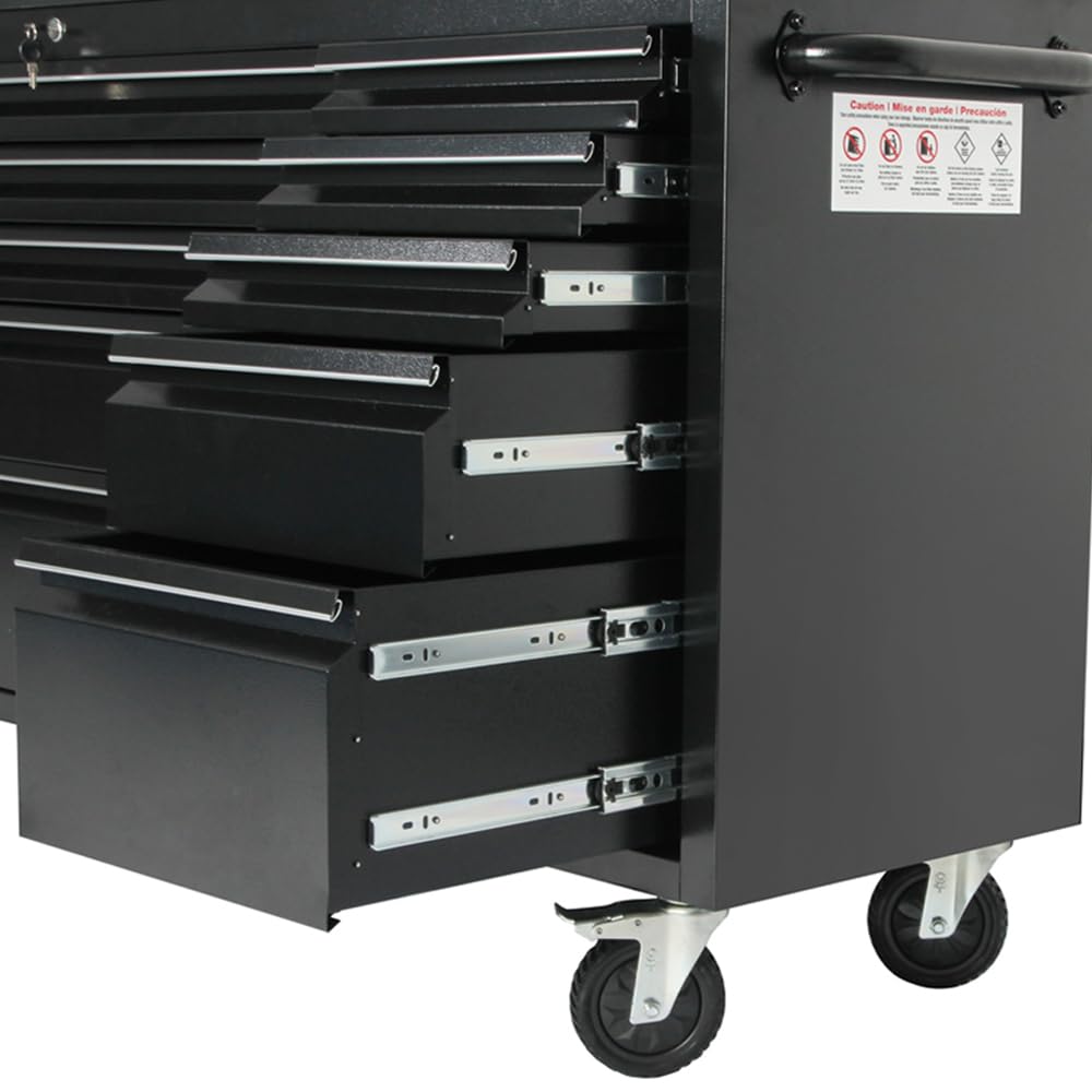 UYRIE 72-inch Rolling Tool Chest with 15 Drawers, Mobile Workbench, Assembled Large Tool Box Lockable Storage Cabinet with Wheels for Garage Workshop (72'' w/15 Drawers - Black)