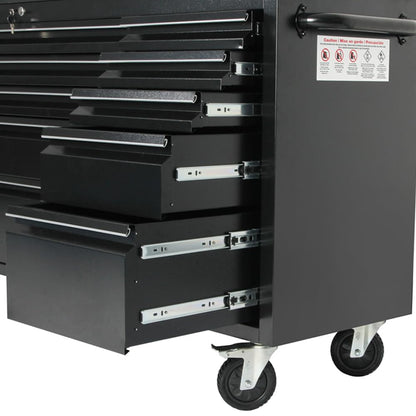 UYRIE 72-inch Rolling Tool Chest with 15 Drawers, Mobile Workbench, Assembled Large Tool Box Lockable Storage Cabinet with Wheels for Garage Workshop (72'' w/15 Drawers - Black)