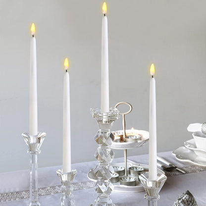 Ni-JASW White Flameless Taper Candles with Remote, Flickering Battery Powered LED Candlesticks Set of 4
