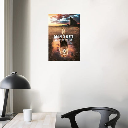 Motivational Canvas Wall Art Mindset is Everything Inspirational Entrepreneur Quotes Poster Small Lion Big Lion Print Artwork Decorate [12''W X 18''H]