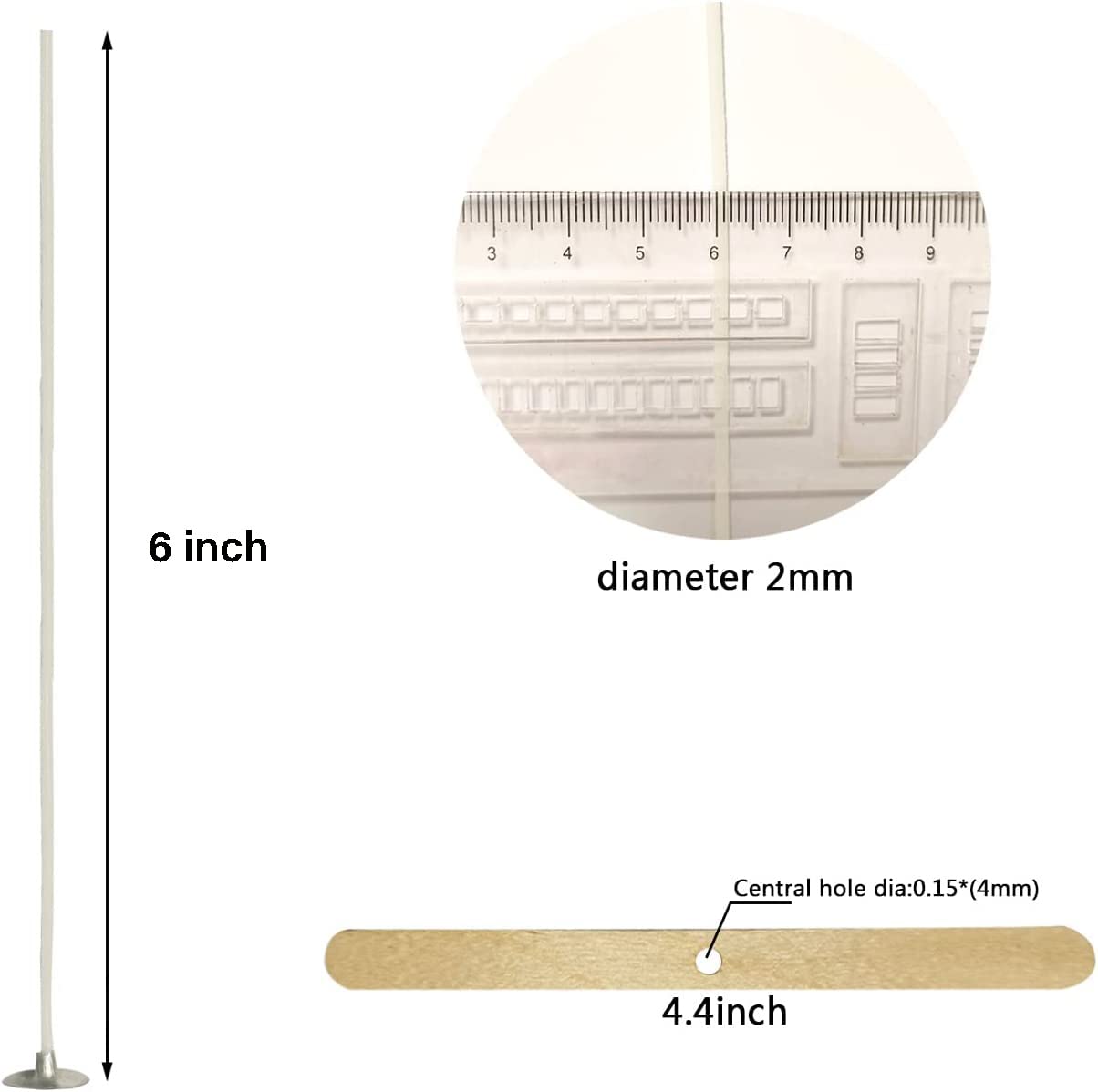 400 Piece Cotton Candle Wick 6" Pre-Waxed for DIY Candle Making