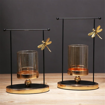 cfycfy987 Candelabra Luxury Glass Candlestick Living Room Dining Table Home Decoration Metal Candle Holder Candle Sticks Holder(Large)
