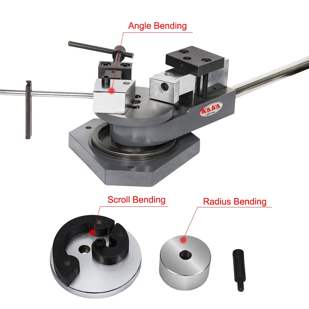 KAKA INDUSTRIAL Flat Bar Bender,Zinc-Plated Mold for Anti-Rust & Smooth Finish, Bends Flat Steel (1.18"x0.394"), Round Steel (0.59"), Square Steel (0.511"), Scroll, Radius, Angle SBG-40