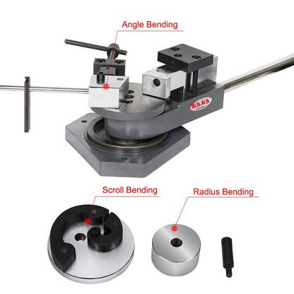 KAKA INDUSTRIAL Flat Bar Bender,Zinc-Plated Mold for Anti-Rust & Smooth Finish, Bends Flat Steel (1.18"x0.394"), Round Steel (0.59"), Square Steel (0.511"), Scroll, Radius, Angle SBG-40