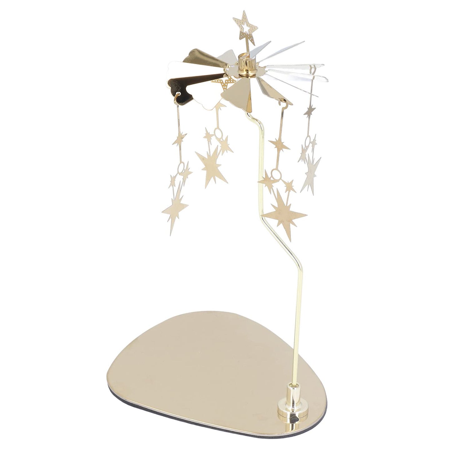 Rotating Candle Holder, Romantic Heat Activated Spinner Decoration for Home Wedding Stainless Steel Gold 13 x 10.5cm Tray 18cm Stand 1 Set