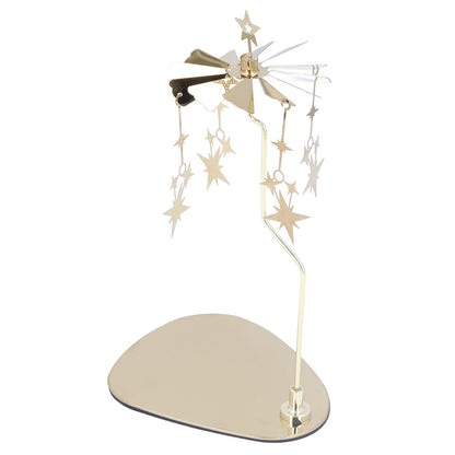 Rotating Candle Holder, Romantic Heat Activated Spinner Decoration for Home Wedding Stainless Steel Gold 13 x 10.5cm Tray 18cm Stand 1 Set