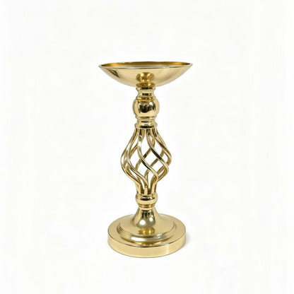 Iron Candlestick Holder, Twisted Metal Design with Gold Finish for Table Centerpieces and Home Decor (1 PC)