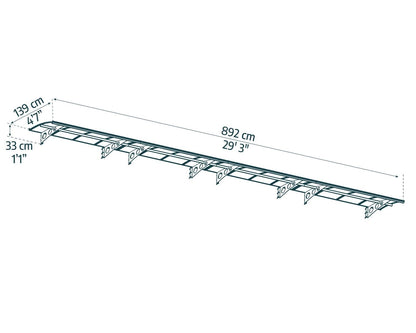 Palram - Canopia Herald 4460 15 Ft. x 5 Ft. Awning Durable Steel Support, Aluminum Trim, and Polycarbonate Panels with UV Protection Rain & Snow Redirect Channels for Element Protection (Gray/Mist)