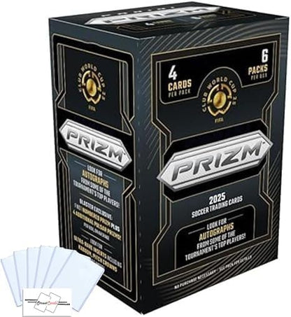 2025 Prizm Club World Cup Soccer Blaster Box with 24 Trading Cards + 6 Toploaders + StreetCards Magnet!