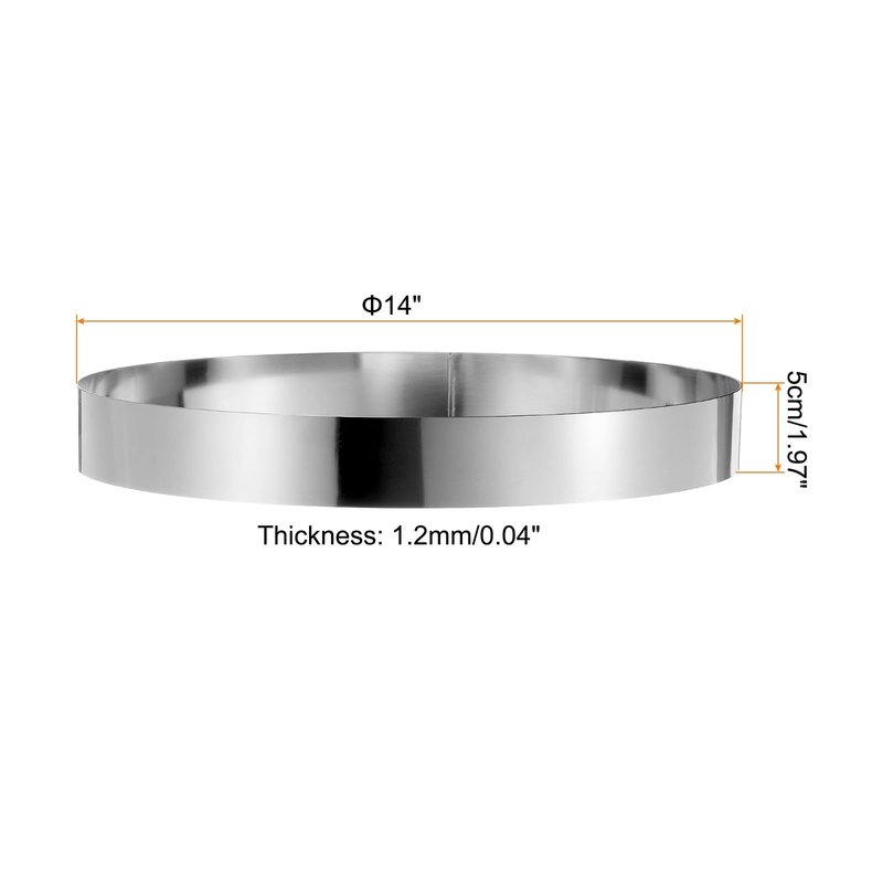 HARFINGTON Round Cake Ring 14 x 2 Inch Seamless Stainless Steel Pastry Mousse Dessert Ring Mirror Coating for Baking Cooking Making Tool