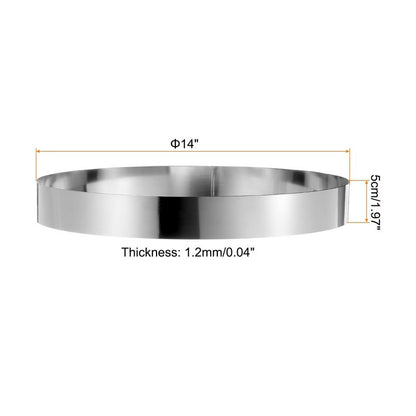 HARFINGTON Round Cake Ring 14 x 2 Inch Seamless Stainless Steel Pastry Mousse Dessert Ring Mirror Coating for Baking Cooking Making Tool