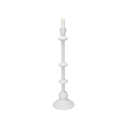 Creative Co-Op Tall Metal Taper Candle Holder in Sand Finish, Antique White