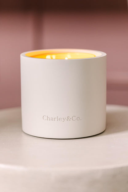 Charley&Co. Neutral Minimalistic Cement Candle Holders - Designed to fit a Standard 14.5oz 3-Wick Candle or Smaller (1, Light Grey)